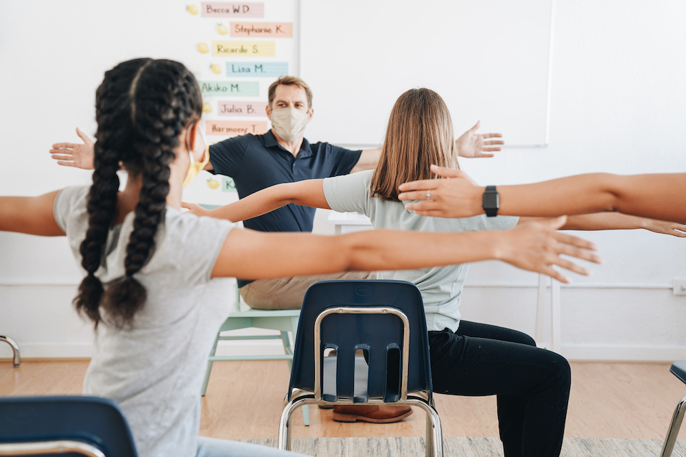 chair yoga for teens in classroom
